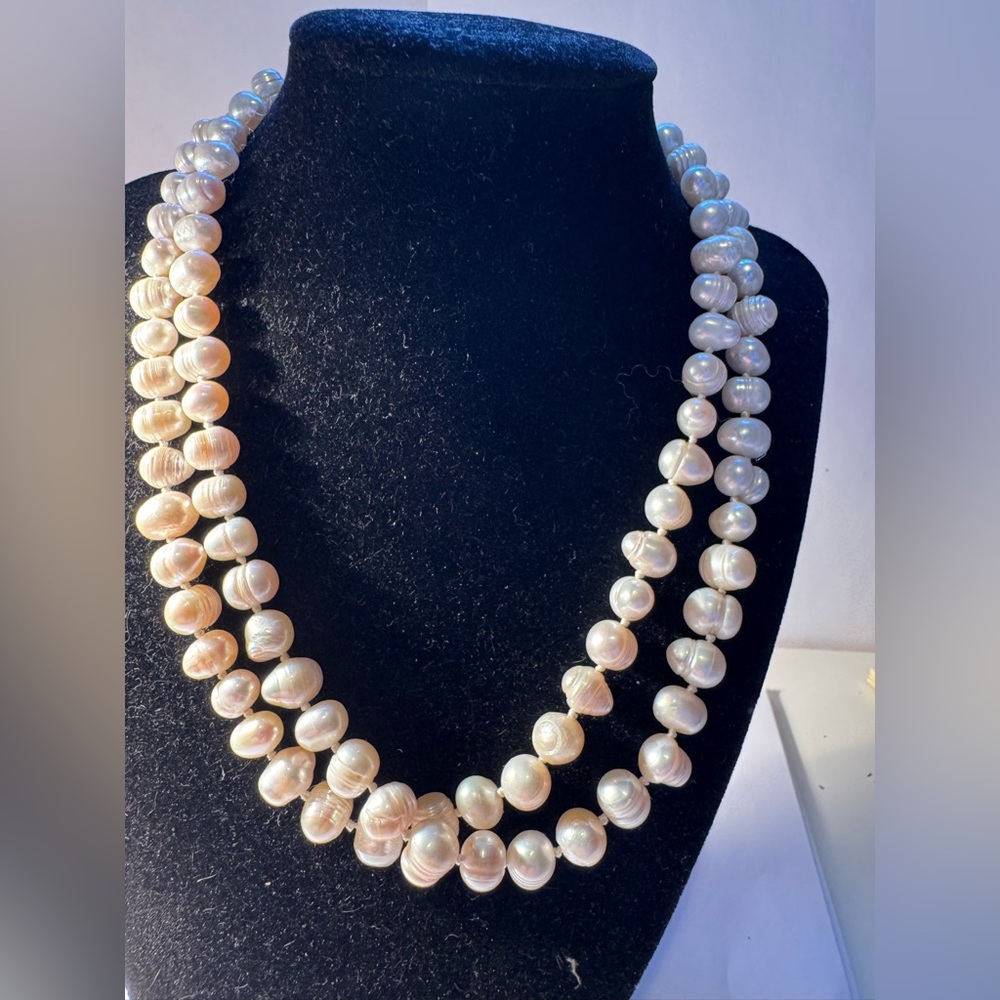 huge Jianmi Authentic natural 10-13mm akoya white pearl necklace  30 inches